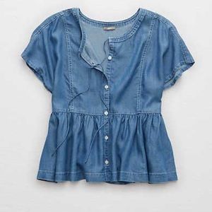Aerie American eagle spring chambray blouse top